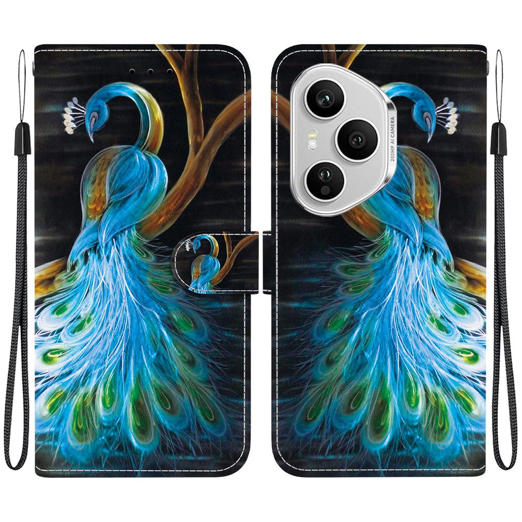 For Honor 400 Pro 5G (Global) Case Pattern Printing Leather Flip Wallet Phone Cover with Lanyard