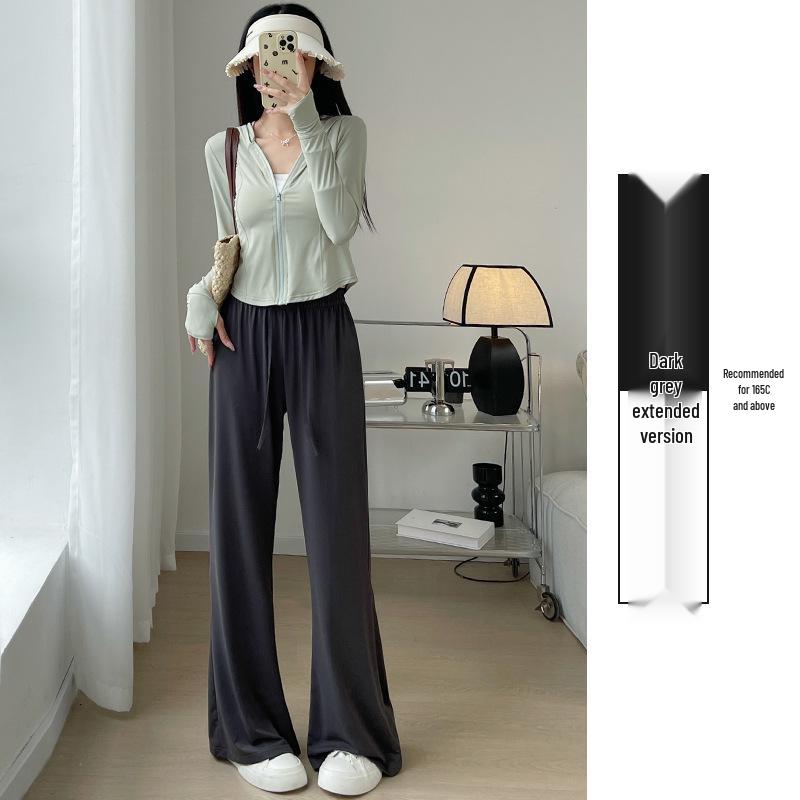 

Женские летние облегающие брюки клеш из нейлонового ледяного шелка 2025 - Свободные, повседневные, солнцезащитные L (52.5-60 kg)