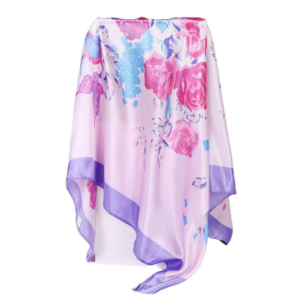 90cm Silk Scarf: Elegant Women’s Square Scarf, Shawl, Vintage Print Satin Headscarf