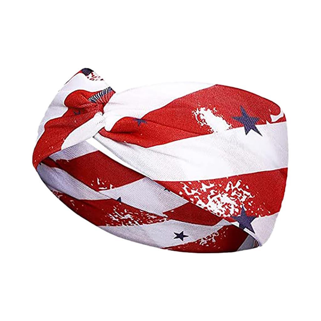 Retro Star Stripe Twisted Sweat Absorbing Yoga Running Headband for Sports and Party Decoration Unisex Stretchy Hair Band
