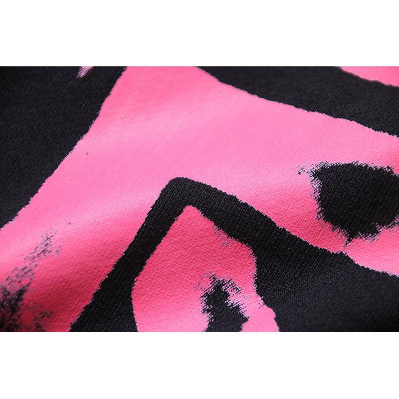 Off-White 2026 Autumn/Winter New 99 Digital Pink Arrow Graffiti Printed Men's and Women's Round Neck Hoodie