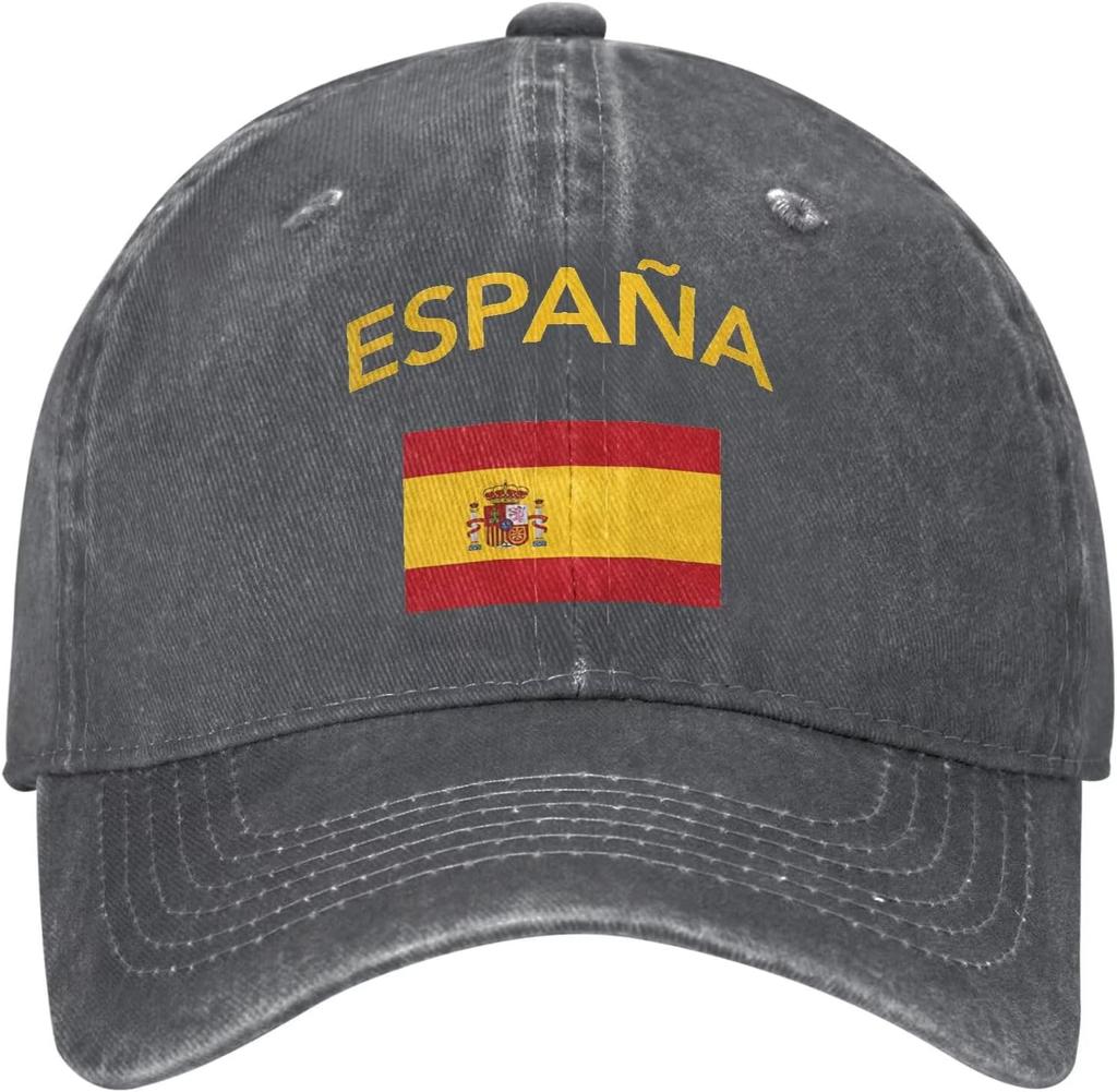 Berretto da Baseball da Cowboy Cappello con Bandiera Spagnola Cappello Sportivo Regolabile Stampato Spagna Cappelli Vintage Lavati Cappellini da Trucker Donna