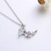 925 Sterling Silver Collier Zircon Butterfly Moon Necklace Pendant For Women Wedding Fashion New Jewelry Accessories Dz362