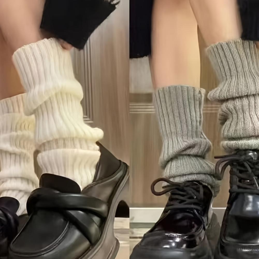Sweet College Style Knitted, 3 Pairs of Autumn and Winter Seasonal Women's Socks, Versatile, Simple and Decorative Leg Shape, Warm Leg Cover