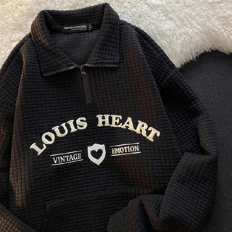 

Осенний вафельный дизайн, нишевая рубашка поло с отворотом, толстовка для женщин, вышитый оверсайз, простой топ для пары XL