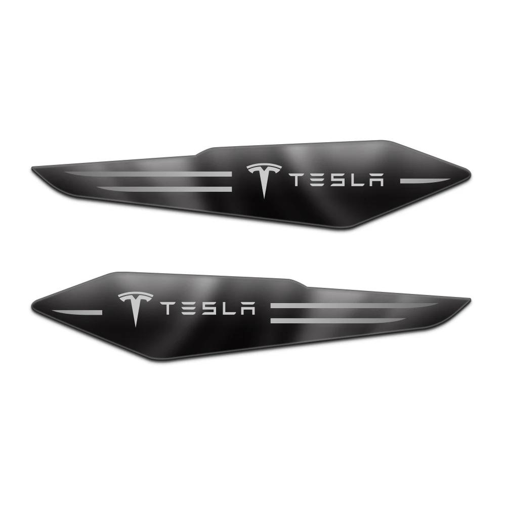 Car Sticker Tesla 2Pcs Car Leaf Board Side Body Fender Metal Stickers for Tesla Model Y Model 3 Highland Model S X Cybertruck Ro