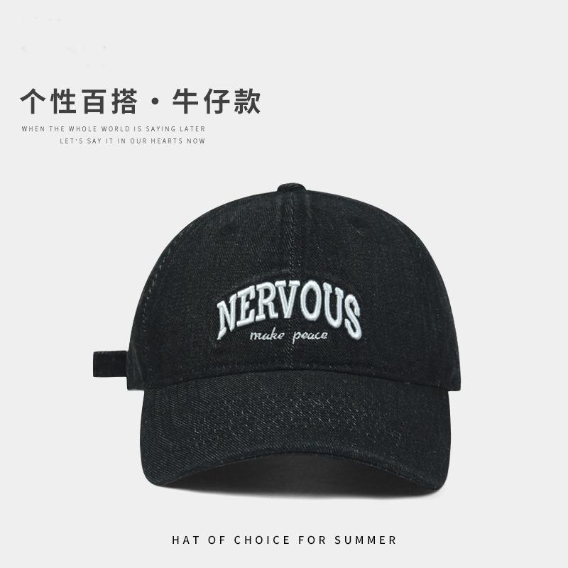 Hat Female wide brim deepened letter cowboy cap Casual versatile couple Student show face Small baseball cap
