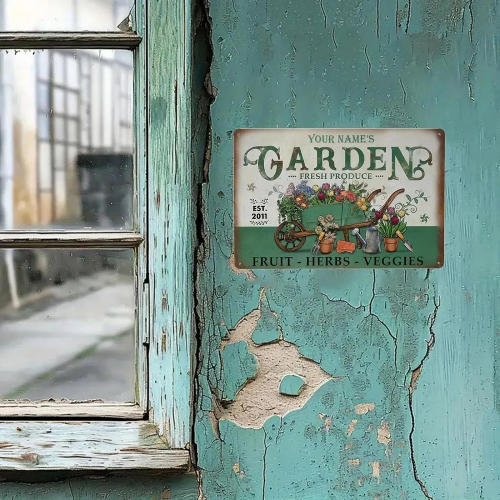 Custom Name Garden Tool Metal Sign Vintage Wall Art Plant Lover Home Yard Decor