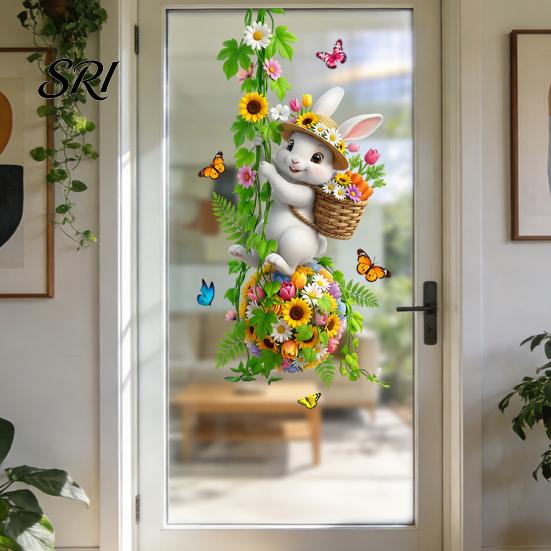 Window Decoration for Parties Hello Summer Clings Hawaiian Tropical Theme Static PVC Glass Electrostatic Cling Sticker Beach Pool Party Home