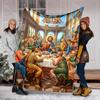 1PC The Last Supper Religious Print Blanket Prayer Blankets for Believers Suitable for Home Sofa Camping Travel Car