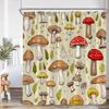 Vintage Mushroom Plant Shower Curtain Leaf Flower Retro Bathroom Decor Herb Polyester Fabric Bathtub Curtain With Hook