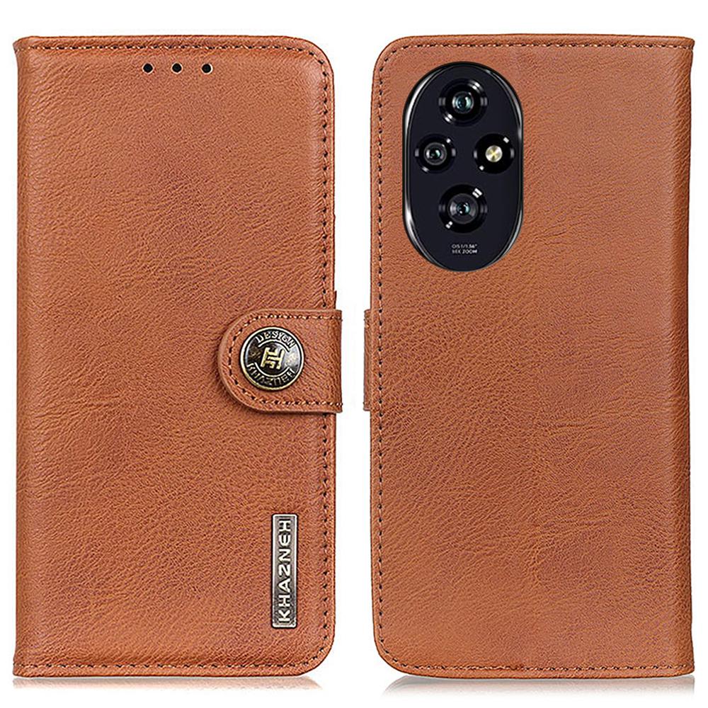 

For Honor 200 Pro 5G Case Cowhide Texture PU Leather Wallet Phone Cover Brown