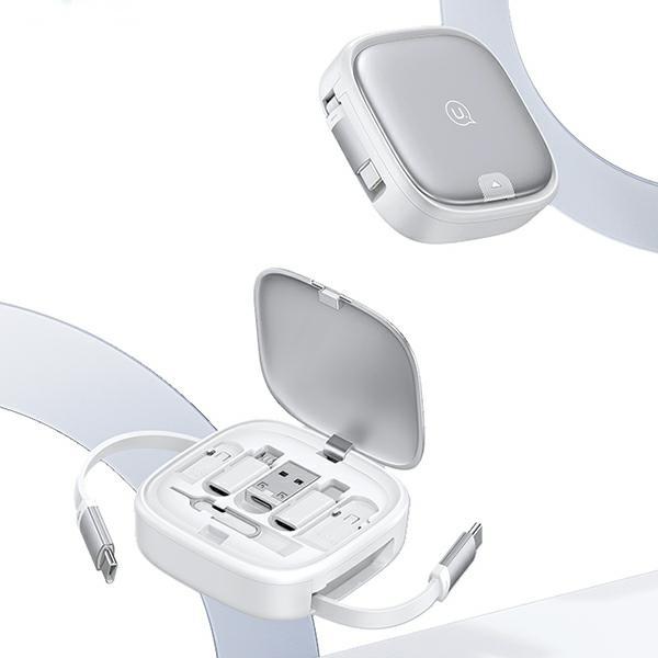 Usams Kabel Rozwijany 3W1 Z Pudełkiemmicrousb/Usb-C/Lightning 60W Fioletowy/Purple Sj650Usb03 (Us-Sj650)