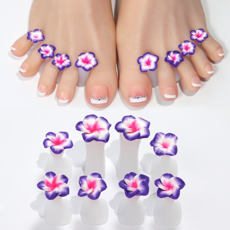 Soft Non-pinch Toe Separators 8 Pcs Reusable Plastic Cute Flower Pearl Designs for Long Time Pedicure Nail Polish