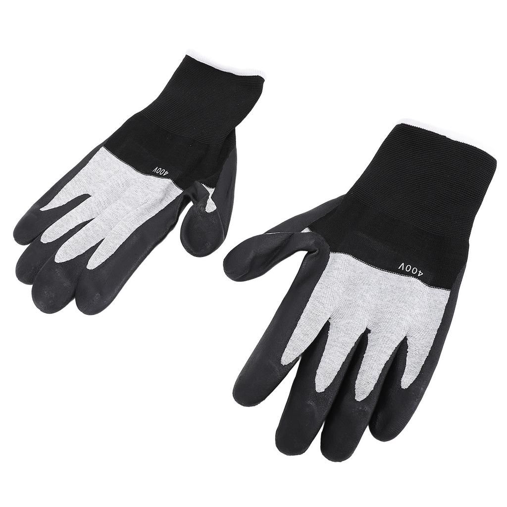 1 pár izolačních pracovních rukavic 400V napěťová odolnost gumová dlaň nylonové nehořlavé izolační rukavice pro elektrikáře