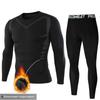 Herren Fleece Thermounterwäsche Set Sport Outdoor Skifahren Basisschicht Fitness Schnelltrocknend Rundhals Lange Unterhosen