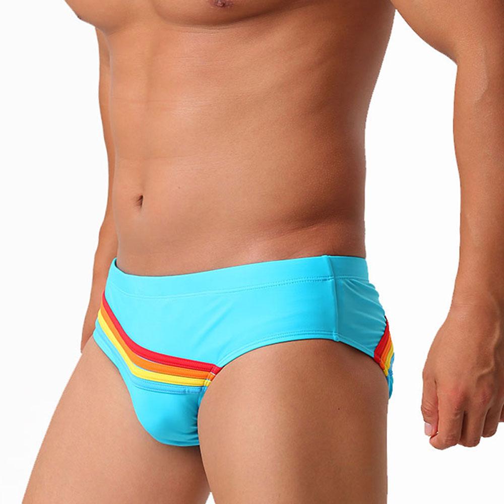 Men's Fashion Sexy Swim Brief Sexy Stripes UXH Brand Swimsuit for Men Surfing Swimwear Beach Shorts