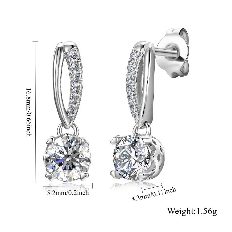 5.0mm D VVS1 Moissanite Classic Drop Earrings with GRA Certificate 925 Sterling Silver Jewelry for Women Wedding Gifts