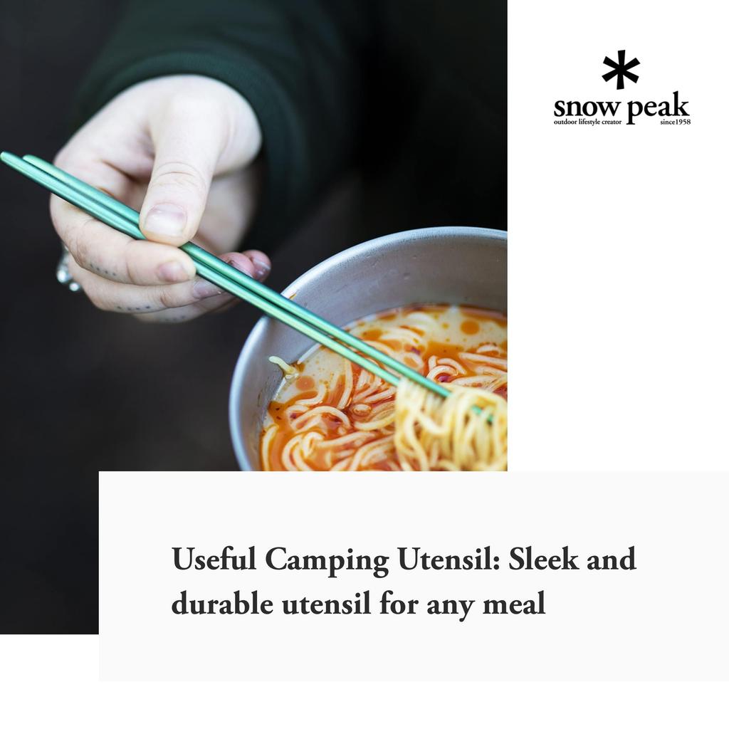 Snow Peak Titanium Tapered Chopsticks with Novelty Included (Green) (SCT-115-GR)