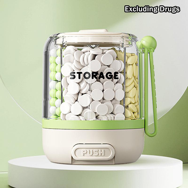 

4-Compartment Round Pill Organizer – Portable Daily Medicine Case for Tablet Storage and Dispensing зелений