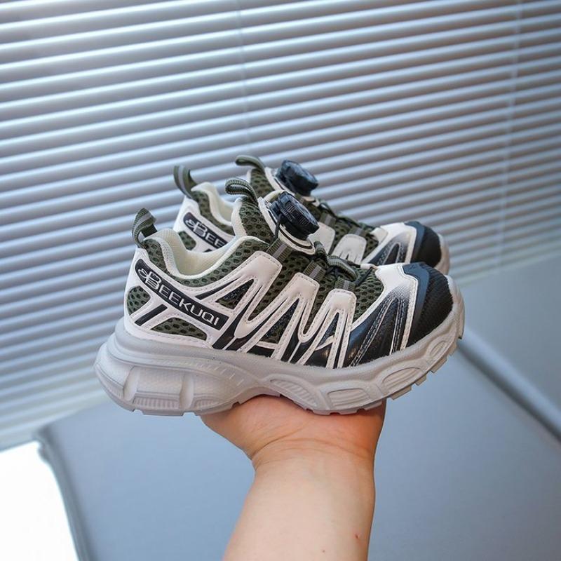 Barnes pustende sportssko Jenter lettvekts pappa-sko Liten jente mote Roterende spenne Løpesko Sklisikre fritidssko