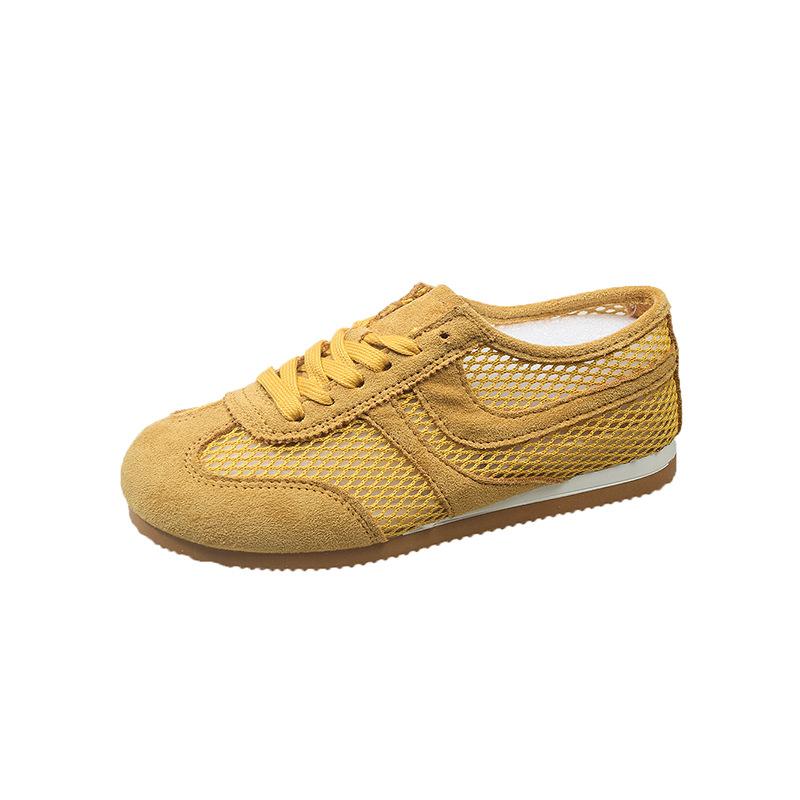 Fashion Y2K Sweet - Edgy Yellow Mesh Lace - Up Shoes | Breathable Vintage Daily Streetwear Casual Shoes