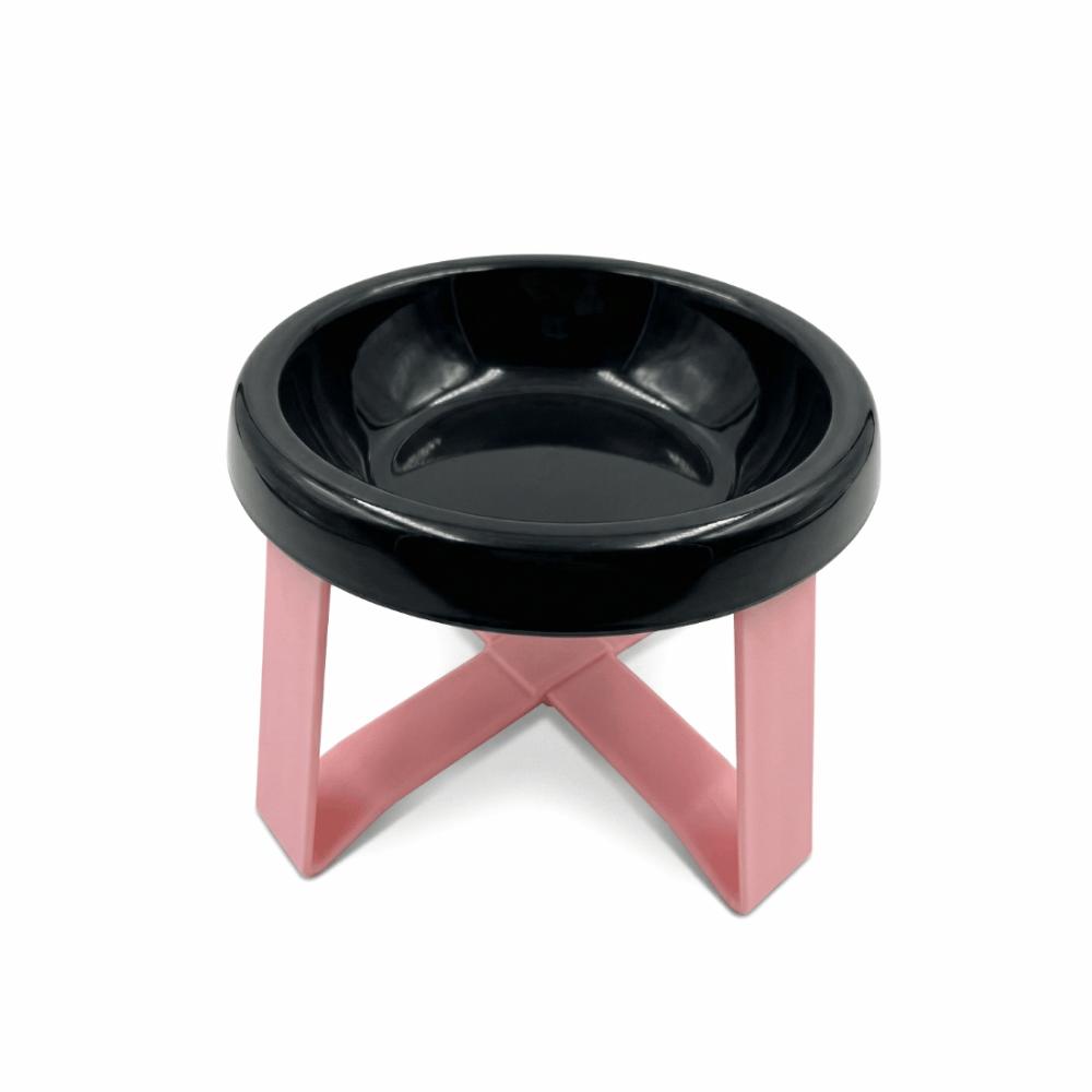 

Large Diameter Neck Protection Bowl Anti-knock High Foot Bowl Convenient Water Bowl Outdoor Use Black&Pink