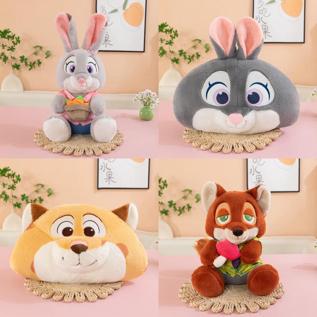 Zootopia Plüschtier Sitzendes Judy Kaninchen Und Nick Fuchs Kissen Für Kinder Und Jugendliche