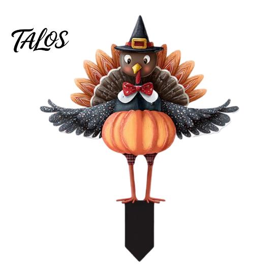 Fall Festival Garden Ornaments Thanksgiving Turkey Stake, Wizard Hat with Pumpkin Lawn Ornament, Outdoor Decorations for Waterproof Acrylic