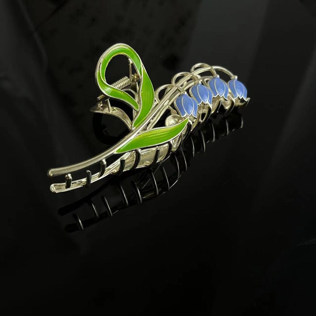 1PCS Gentle Bell Orchid Hair Clip, High-End Back Of Head Hair Clip, Large Elegant Shark Clip Headband Hair Accessory