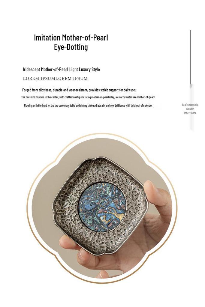 Retro Mother-of-Pearl Coaster Tea Set: Chinese Tea Knife, Anti-Scald Tea Cup Holder, Tea Ceremony Accessories.