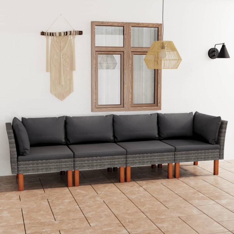 Day and Night - Day and Night 4-seater Garden Sofa with Gray Synthetic Rattan Cushions
