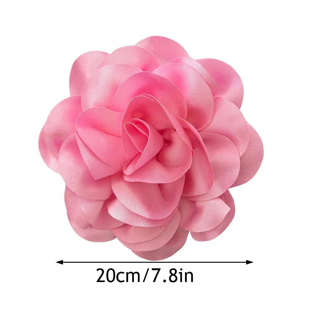 Large Flower Corsage Silky Satin Lapel Pin Camellia Brooch Romantic Wedding Flower Brooch For Shirts Lapel Skirts