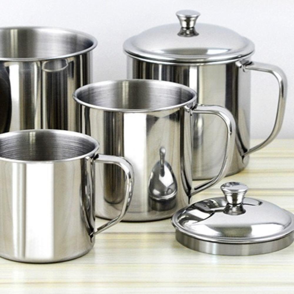 With Lid Stainless Steel Water Cup Portable Cold Drink Cup Gargle Cups Coffee Mug Office Use