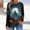 Women's Halloween Printed Crewneck Long Sleeve Pullover Sweatshirt Casual Fit Lightweight Top for Seasonal Wear