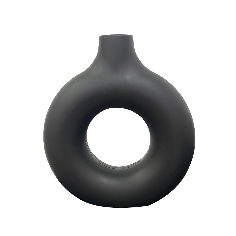 Hot Sale Donut Shape Flower Vase Oval Wedding Decoration Home Living Room 1Pcs Plastic Flower Vase White Flat Minimalist