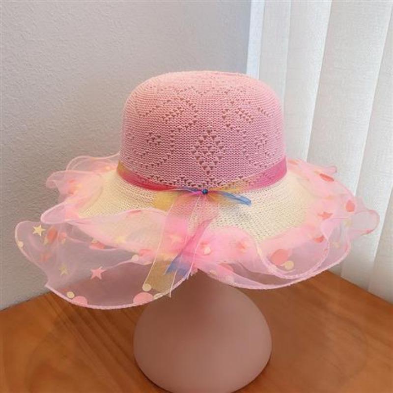 Children's Hat Women's Summer Sunscreen and Sunshade Princess Beach Travel Summer Thin Cute Sun Grass Hat