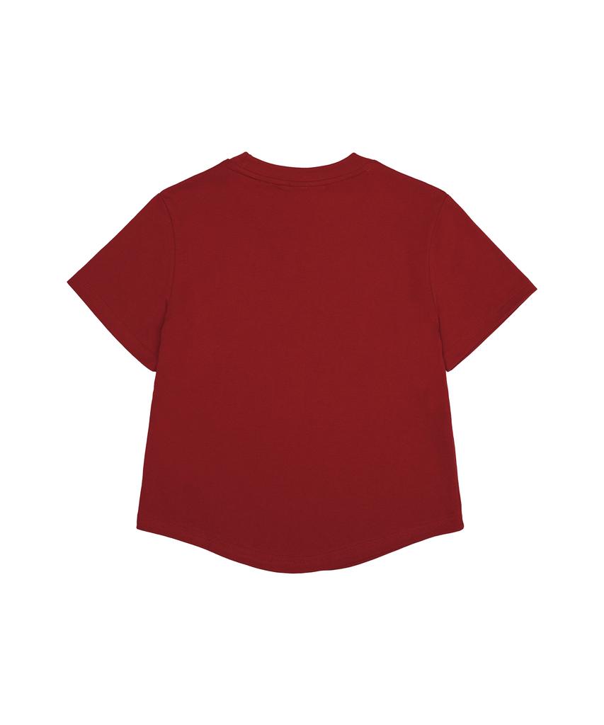 AMES-WORLDWIDE Round Hem Crop Tee Red