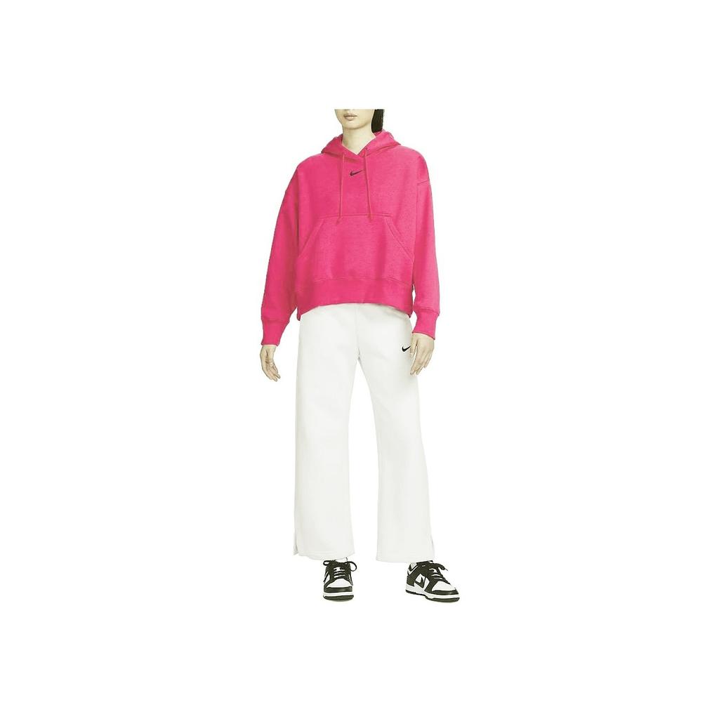 Nike Ensfarvet hettegenser casual sweatshirt dame bringebær DQ5859-615