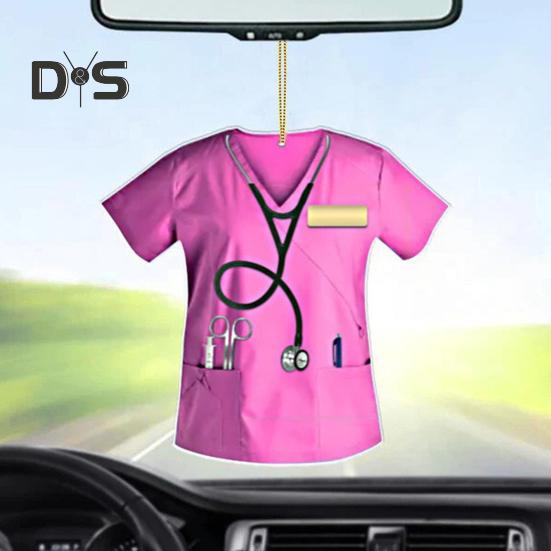 Nurse Uniform Shape Decoration Flat Acrylic Hanging Ornament Keyring Pendant Gift for Nurses Doctors Car Bag Decoration