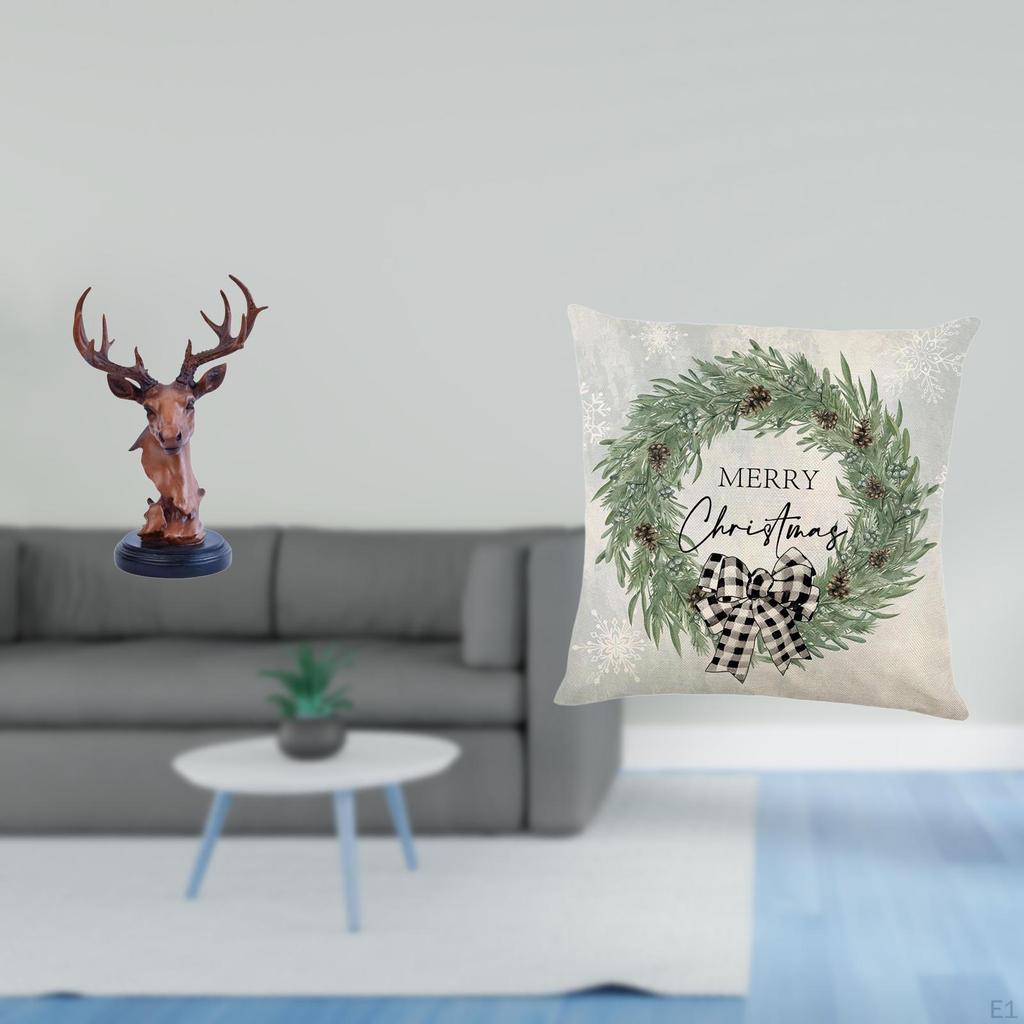 Deer Head Ornament Figurine Craft Animal Statue Decorative Adornment Resin for NightStand Desktop