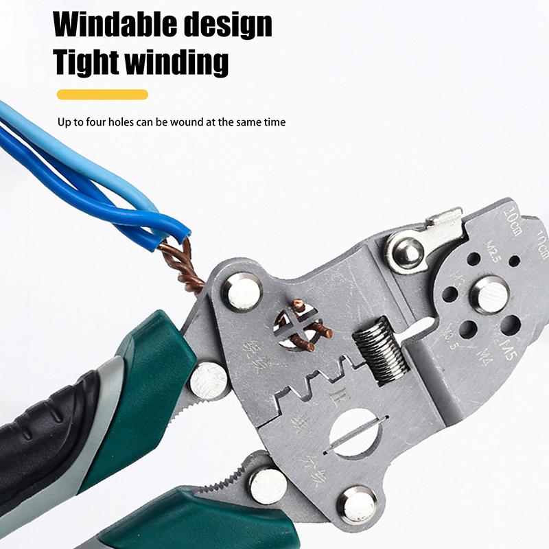 1Pcs Foldable Wire Stripper Multi-Function Pulley Tool For Crimping Splitting Winding Ideal For Electricians
