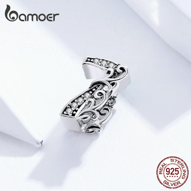 

BAMOER, настоящее серебро 925 пробы, счастливый номер 7, бусины с цирконами и рельефами, подходят для оригинального браслета Pendant