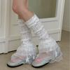 Women's Leg Warmer Fashion Ruffle Lace Leg Warmer Sheer Mesh Leg Socks Cute Sweet Boot Socks Cosplay Costumes Gift