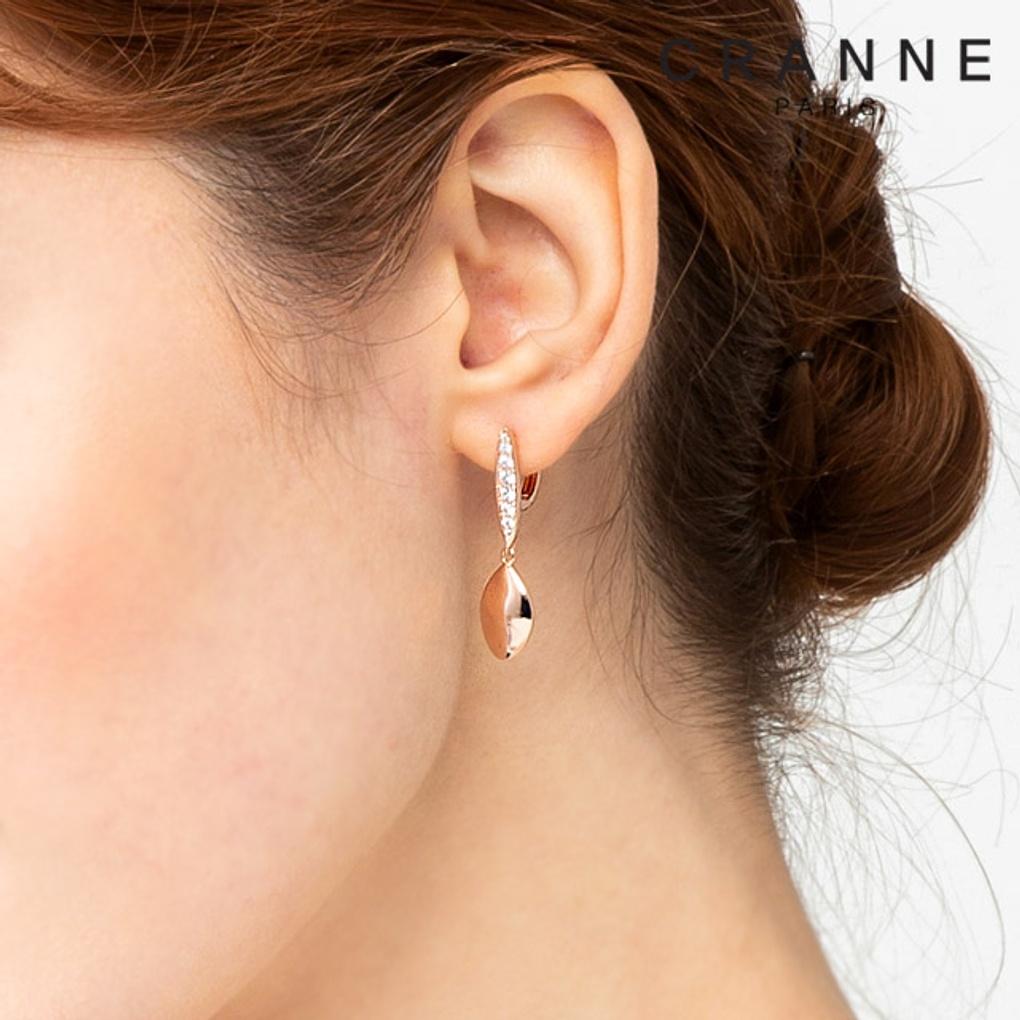 14K Cubic Leaf One-Touch Earrings (Gold Filled) C24EGF082