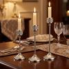 Romantic Rhinestone Candle Holder Iron Art Taper Candle Stand Set Wedding Banquet