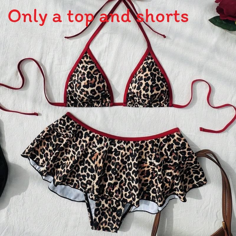 Elegant Leopard Print Bikini Swimsuit With Tieback Design For Water Sports