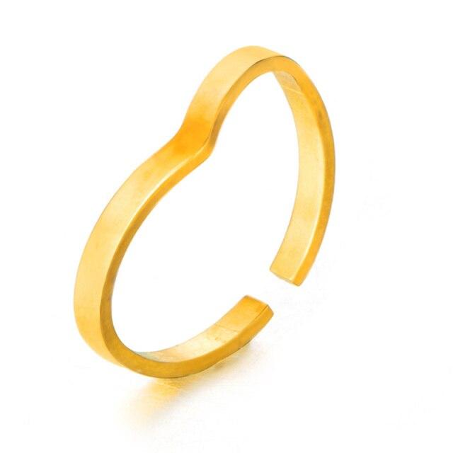 Gold Tone Silver Tone Color Latest Women Trendy Stylish Stainless Steel Geometric Smooth Waves Rings Open Finger Rings Jewelry Trend RingsFashion