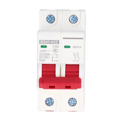 DC-Miniatur-Leistungsschalter 2P Solar-PV-System-Isolator DIN-Schienenmontage 1000V 40A DZ47-63Z C40