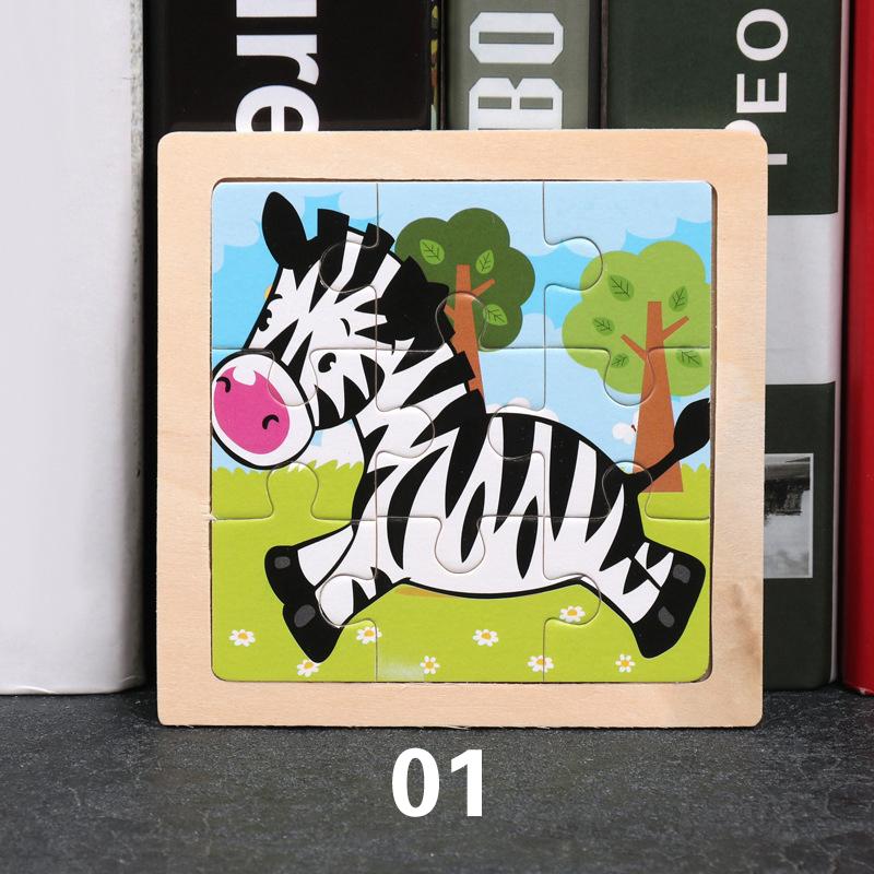Kids Funny Cartoons Puzzle Toy Jigsaw Wooden Educational Study